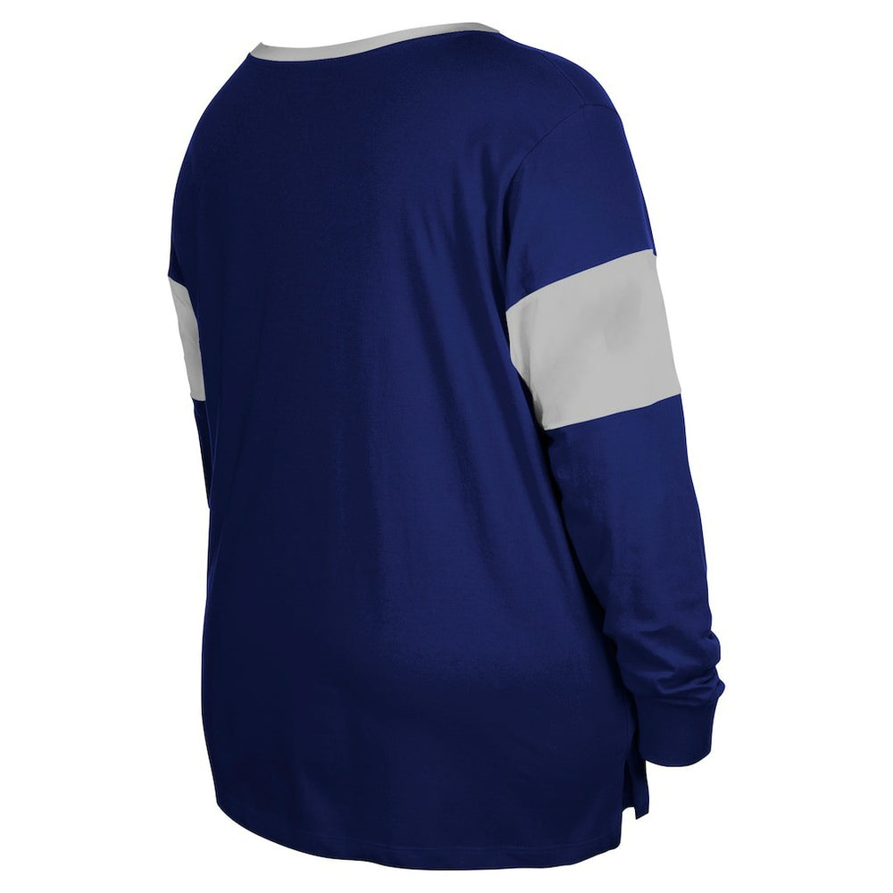Indianapolis Colts New Era Women's Plus Size Lace-Up Notch Neck Long Sleeve T-Shirt  - Royal - NFL