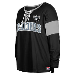 Las Vegas Raiders New Era Women's Plus Size Lace-Up Notch Neck Long Sleeve T-Shirt  - Black - NFL