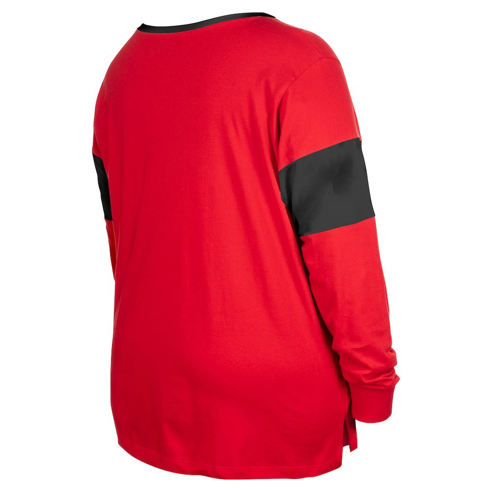 San Francisco 49ers New Era Women's Plus Size Lace-Up Notch Neck Long Sleeve T-Shirt  - Scarlet - NFL