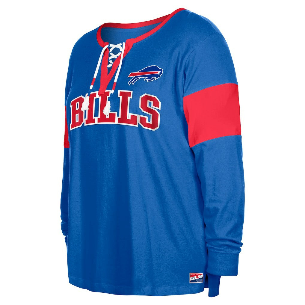Buffalo Bills New Era Women's Plus Size Lace-Up Notch Neck Long Sleeve T-Shirt  - Royal - NFL