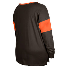 Cleveland Browns New Era Women's Plus Size Lace-Up Notch Neck Long Sleeve T-Shirt  - Brown - NFL