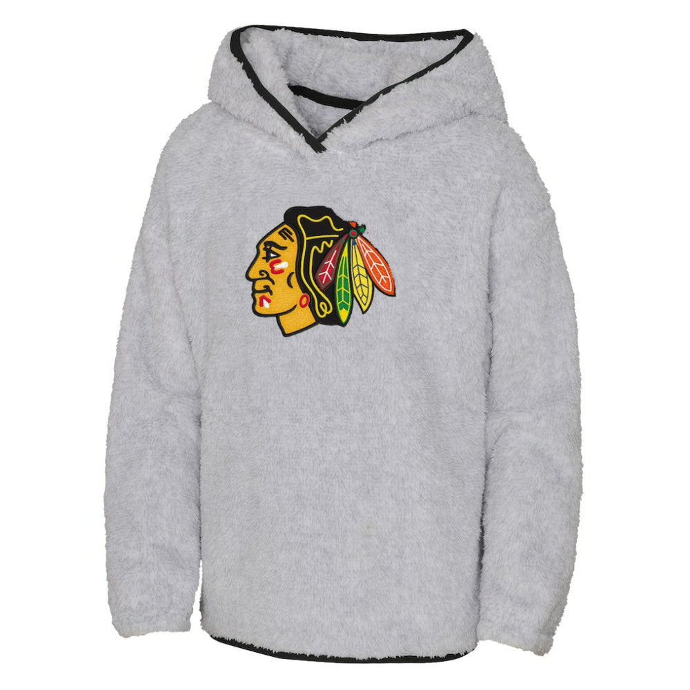 Chicago Blackhawks Girls Youth Ultimate Teddy Fleece Pullover Hoodie - Heather Gray | NHL discount