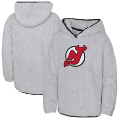 New Jersey Devils Girls Youth Ultimate Teddy Fleece Pullover Hoodie - Gray | NHL Clearance