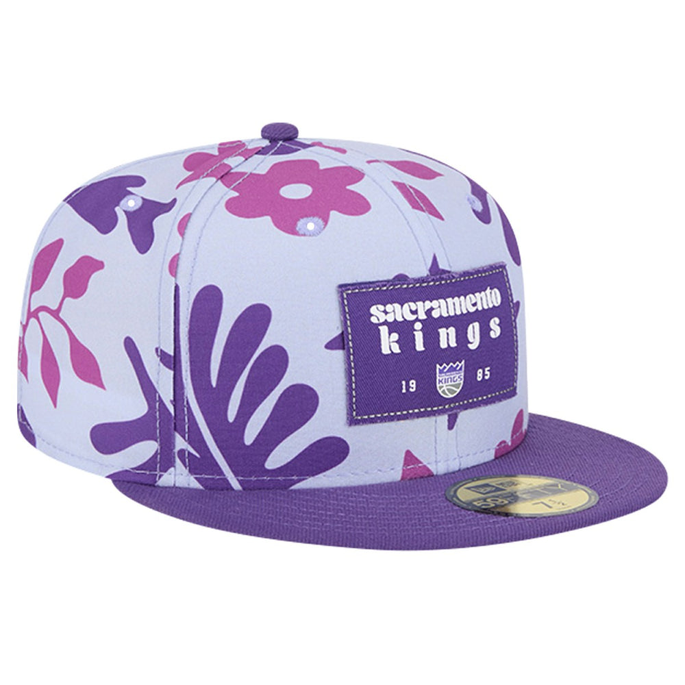 New Era Sacramento Kings Palm Fronds 2-Tone 59FIFTY Fitted Hat Purple