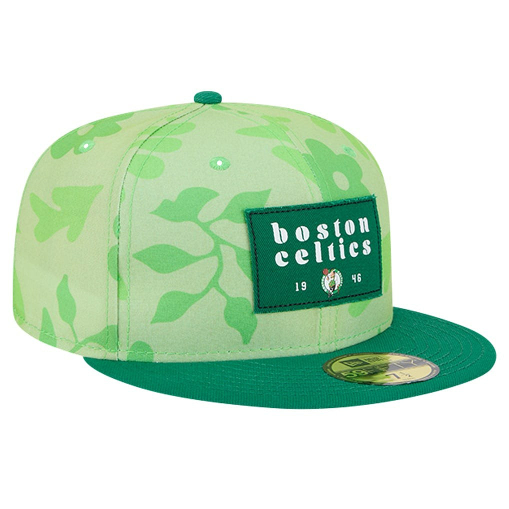 New Era Boston Celtics Palm Fronds 2-Tone 59FIFTY Fitted Hat Kelly Green