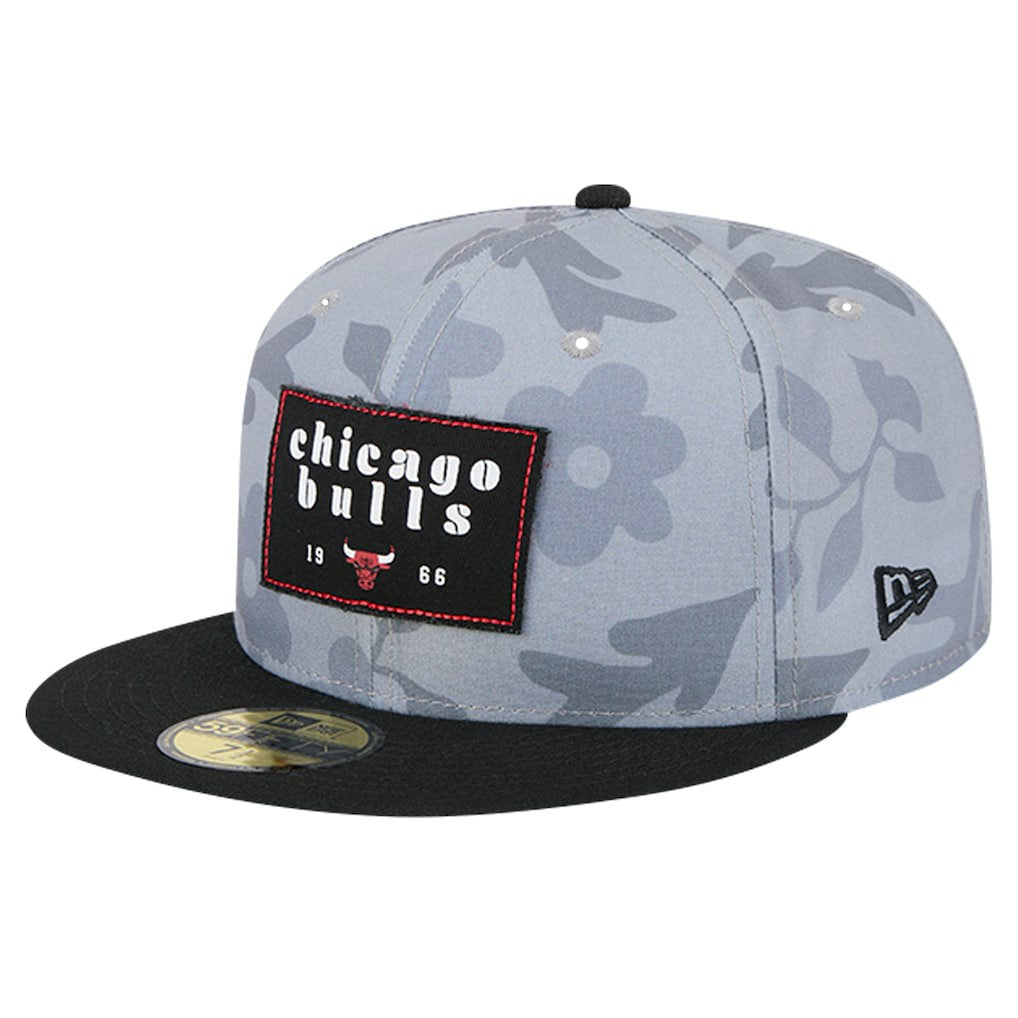 New Era Chicago Bulls Palm Fronds 2-Tone 59FIFTY Fitted Hat Gray