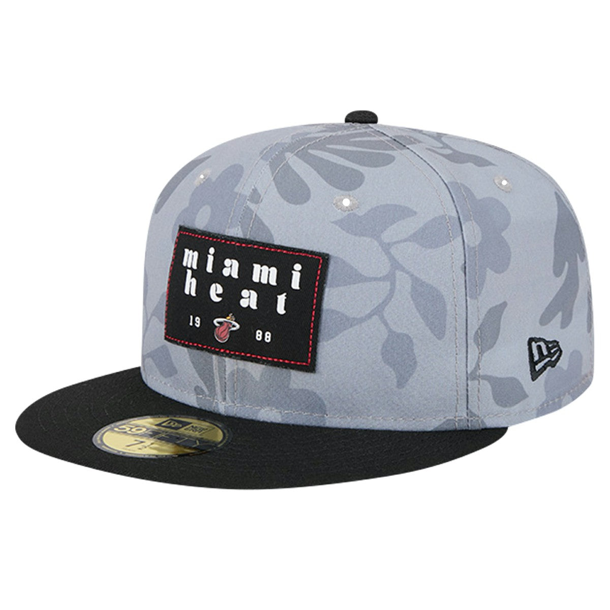 New Era Miami Heat Palm Fronds 2-Tone 59FIFTY Fitted Hat Gray