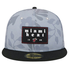 New Era Miami Heat Palm Fronds 2-Tone 59FIFTY Fitted Hat Gray