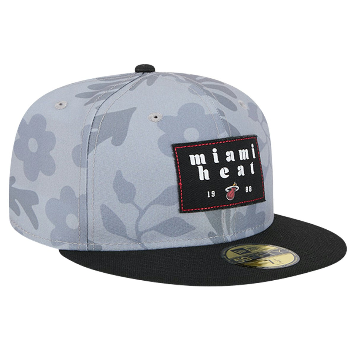 New Era Miami Heat Palm Fronds 2-Tone 59FIFTY Fitted Hat Gray