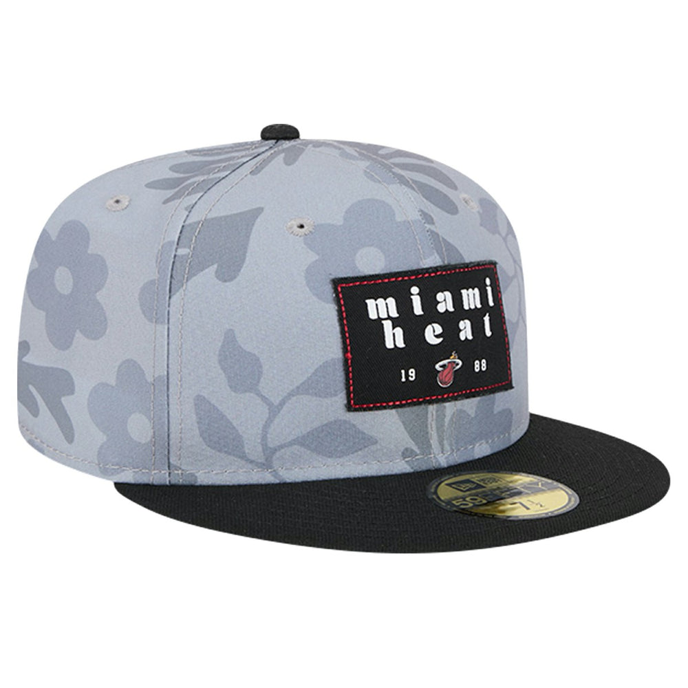 New Era Miami Heat Palm Fronds 2-Tone 59FIFTY Fitted Hat Gray