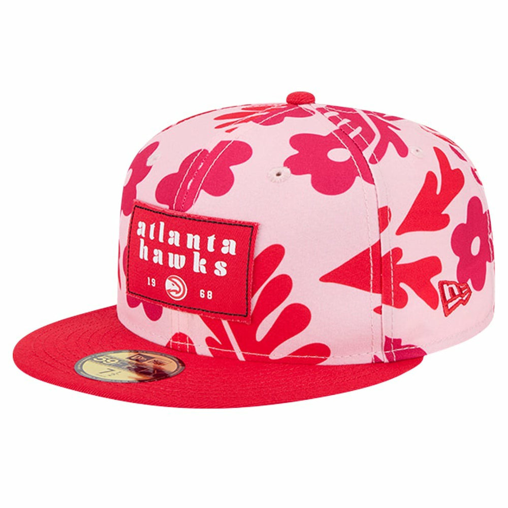 New Era Atlanta Hawks Palm Fronds 2-Tone 59FIFTY Fitted Hat Red