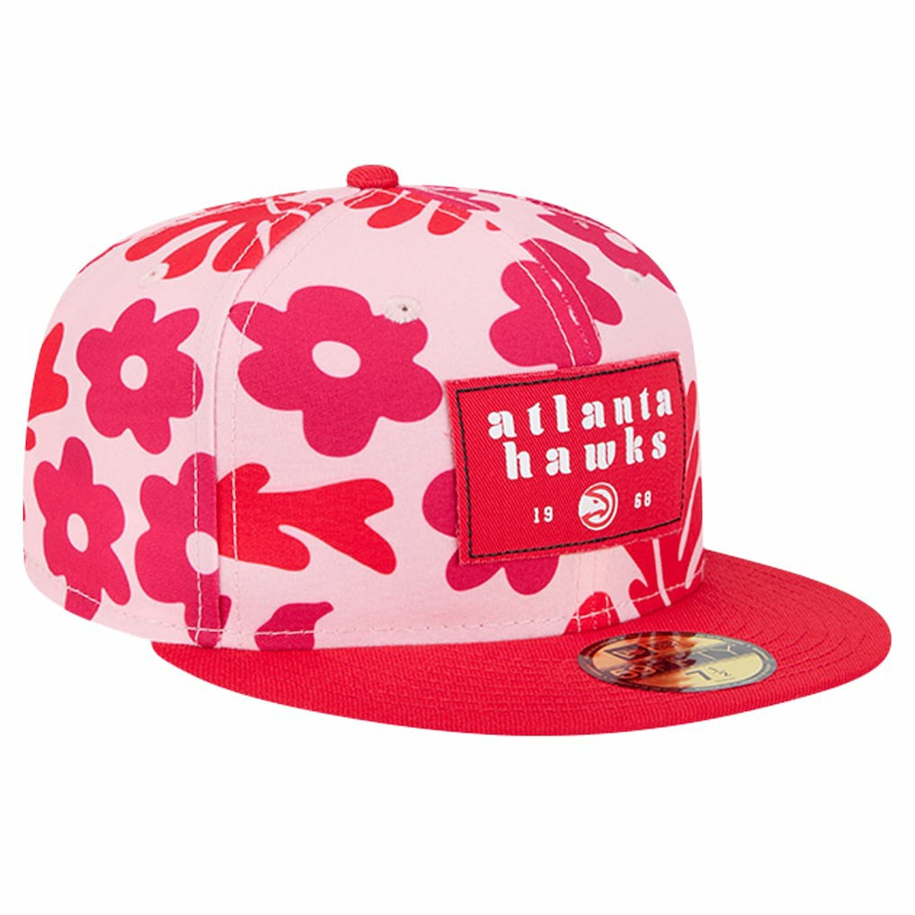 New Era Atlanta Hawks Palm Fronds 2-Tone 59FIFTY Fitted Hat Red