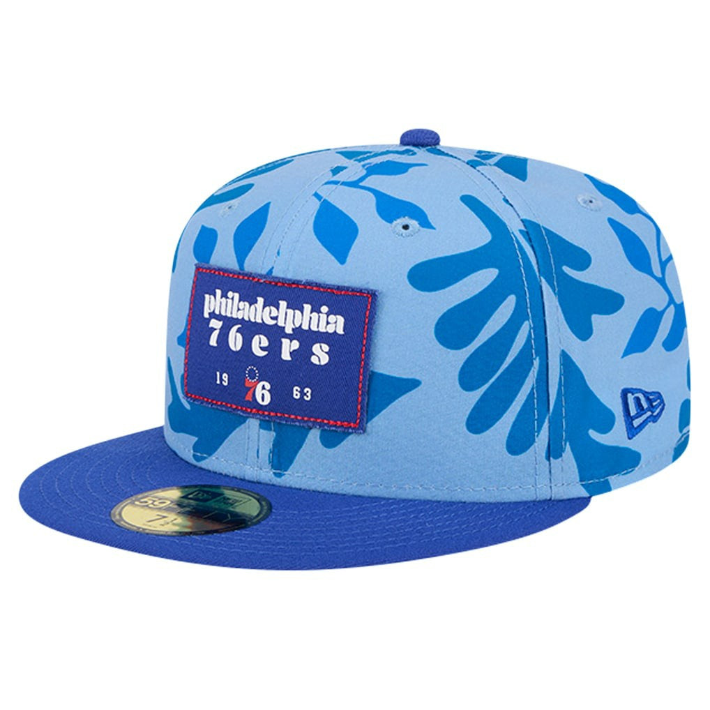 New Era Philadelphia 76ers Palm Fronds 2-Tone 59FIFTY Fitted Hat Royal