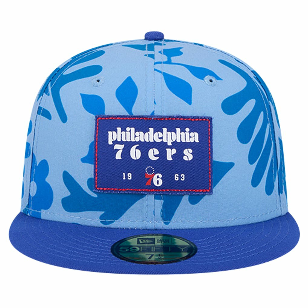 New Era Philadelphia 76ers Palm Fronds 2-Tone 59FIFTY Fitted Hat Royal