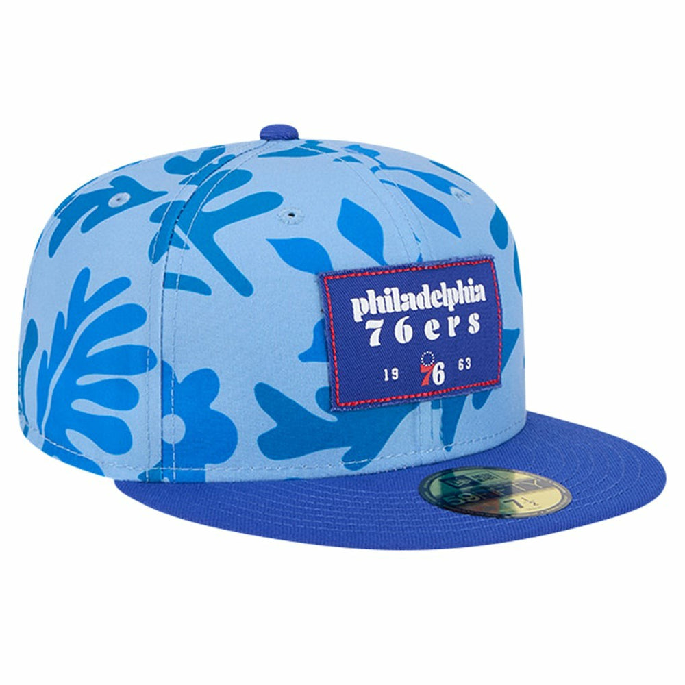 New Era Philadelphia 76ers Palm Fronds 2-Tone 59FIFTY Fitted Hat Royal