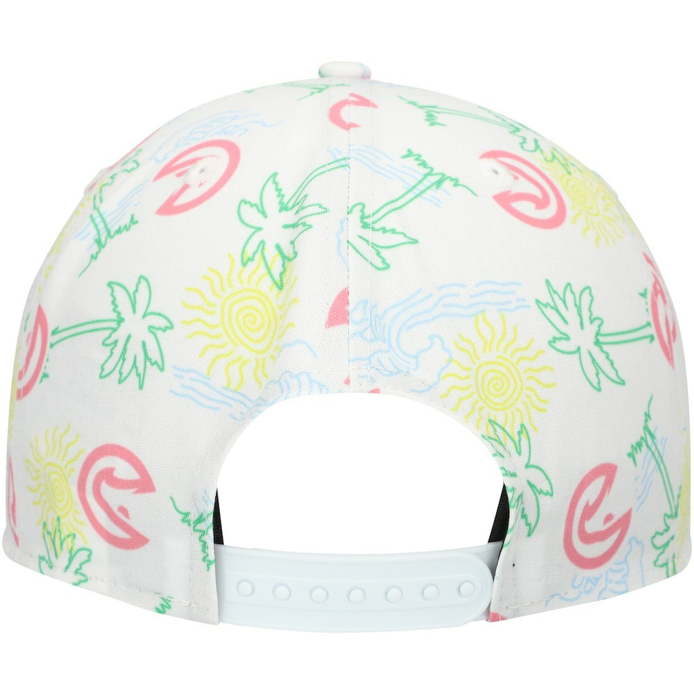 New Era Atlanta Hawks Palm Trees and Waves Golfer Adjustable Hat White