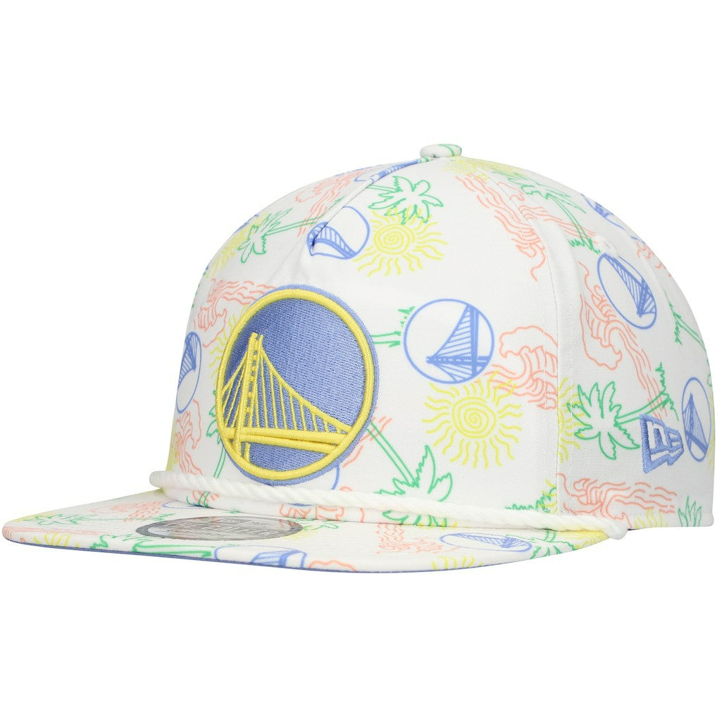 New Era Golden State Warriors Palm Trees and Waves Golfer Adjustable Hat White