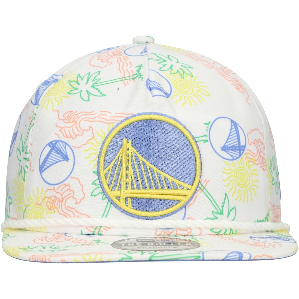 New Era Golden State Warriors Palm Trees and Waves Golfer Adjustable Hat White
