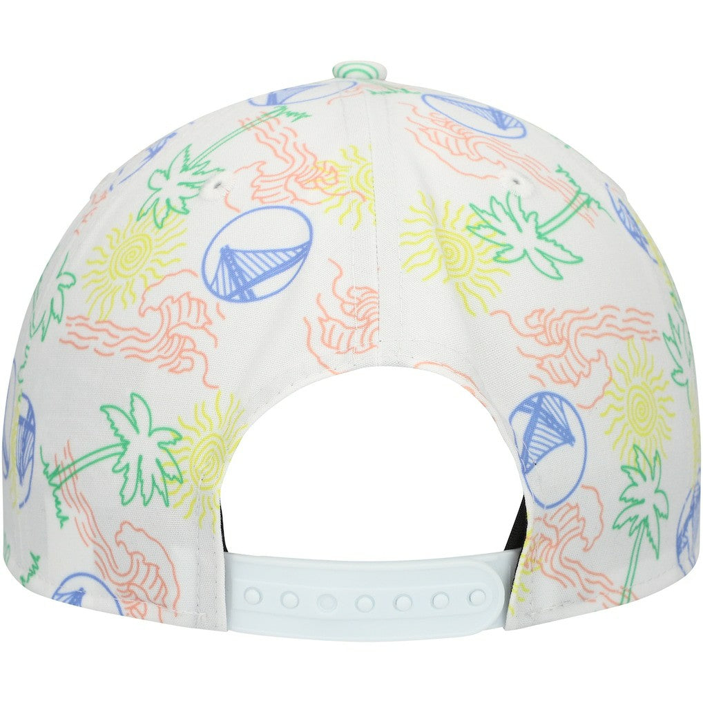 New Era Golden State Warriors Palm Trees and Waves Golfer Adjustable Hat White