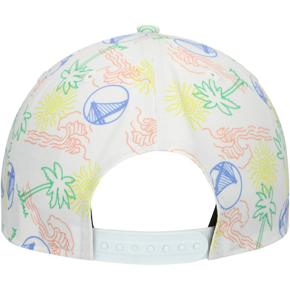 New Era Golden State Warriors Palm Trees and Waves Golfer Adjustable Hat White