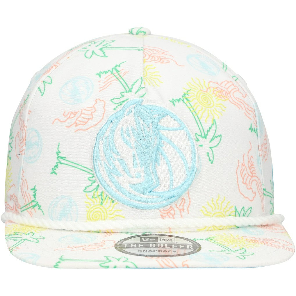 New Era Dallas Mavericks Palm Trees and Waves Golfer Adjustable Hat White