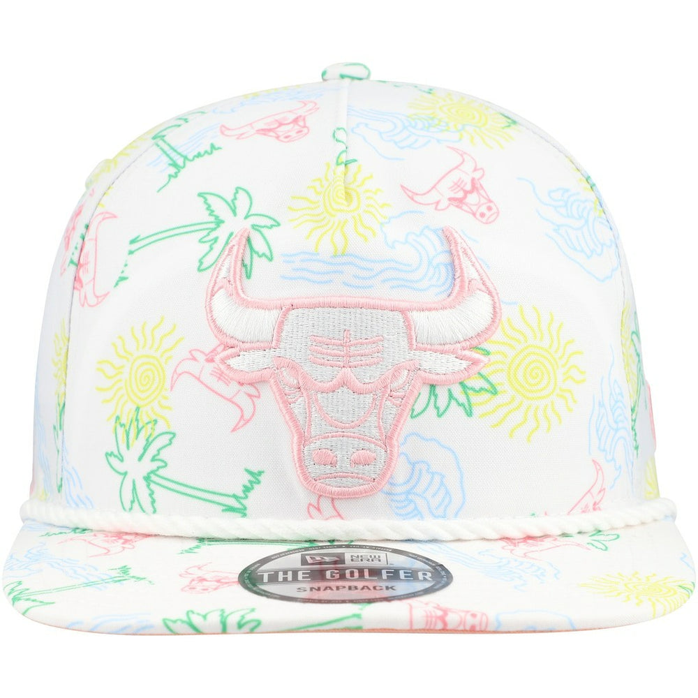 New Era Chicago Bulls Palm Trees and Waves Golfer Adjustable Hat White