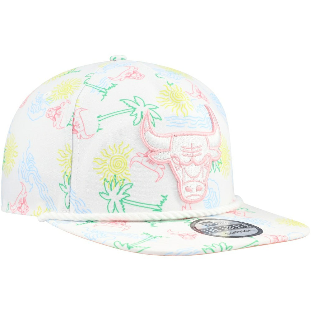 New Era Chicago Bulls Palm Trees and Waves Golfer Adjustable Hat White