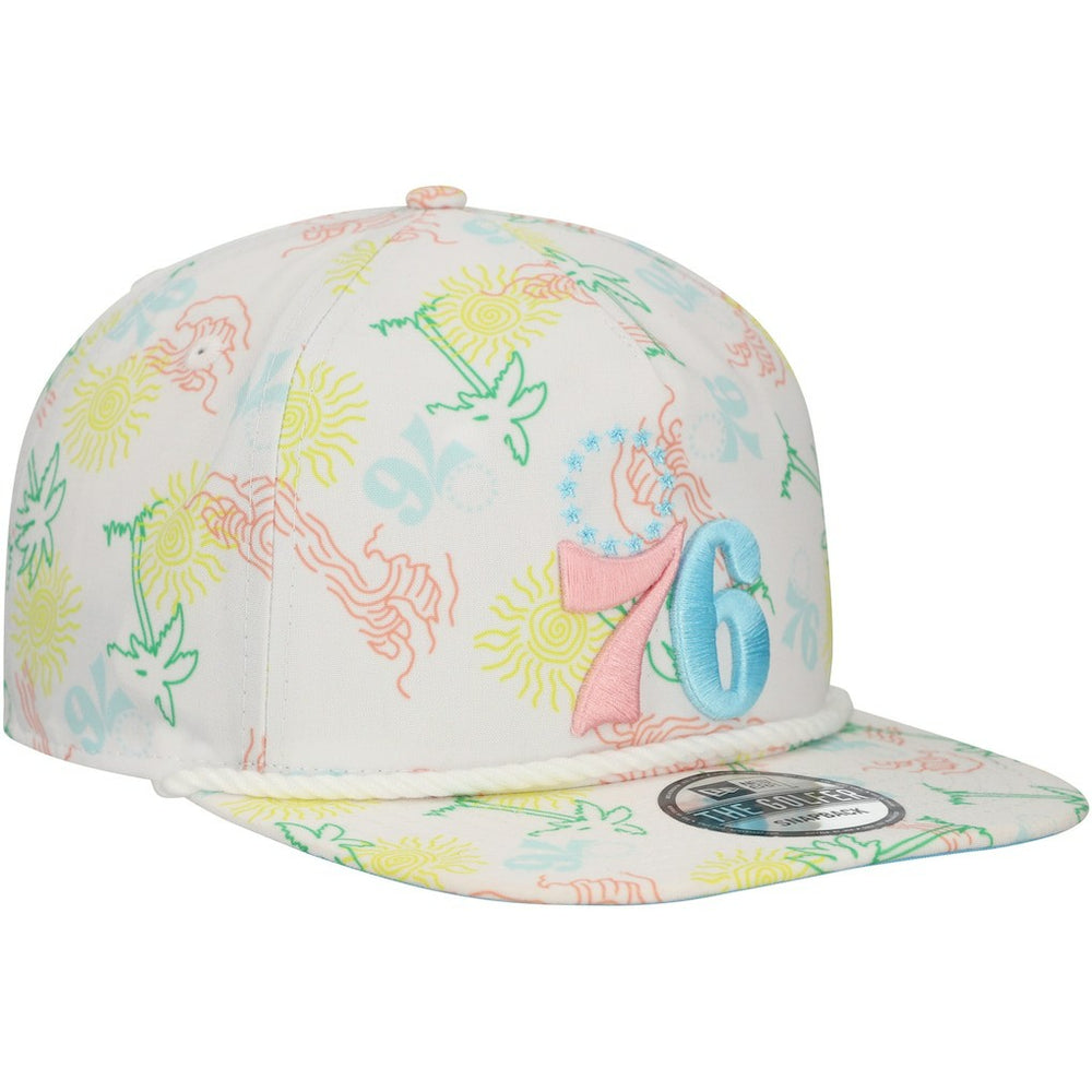 New Era Philadelphia 76ers Palm Trees and Waves Golfer Adjustable Hat White