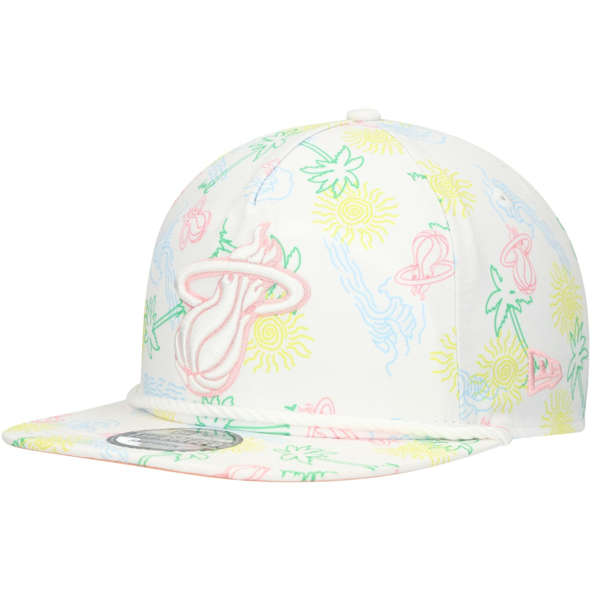 New Era Miami Heat Palm Trees and Waves Golfer Adjustable Hat White