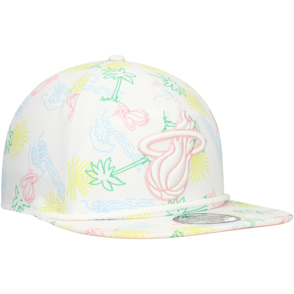 New Era Miami Heat Palm Trees and Waves Golfer Adjustable Hat White