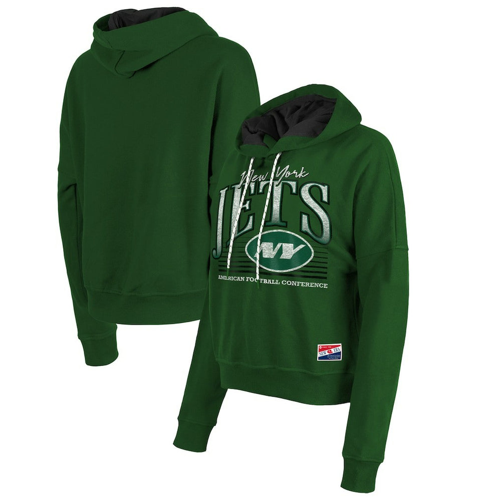 New York Jets New Era Women's Boxy Pullover Hoodie - Heather Green - NFL
