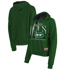 New York Jets New Era Women's Boxy Pullover Hoodie - Heather Green - NFL
