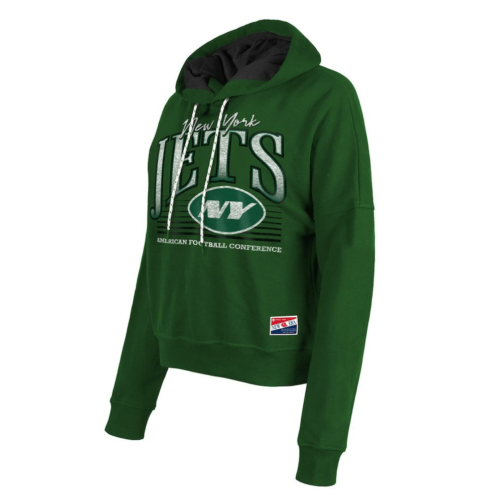 New York Jets New Era Women's Boxy Pullover Hoodie - Heather Green - NFL