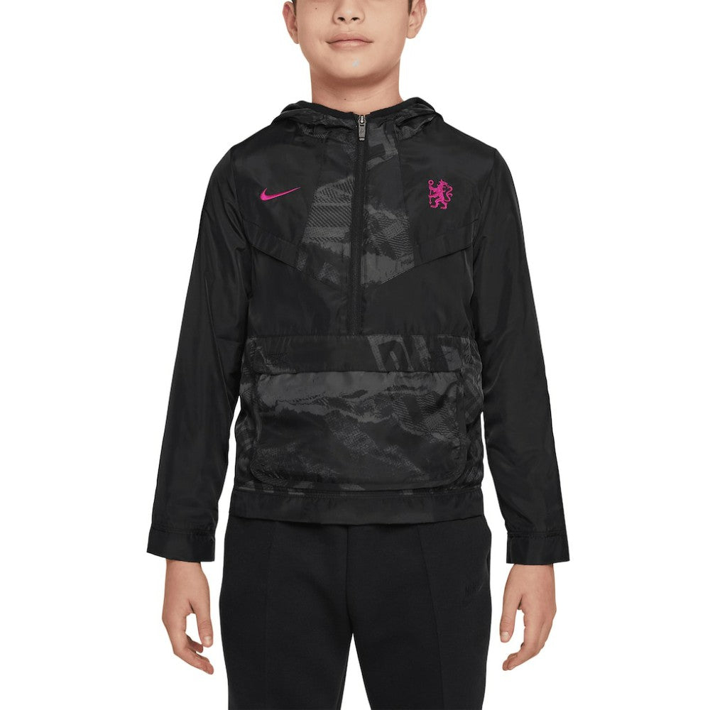 Nike - Chelsea Youth Amplify Windrunner Anorak Half-Zip Hoodie Jacket - Black