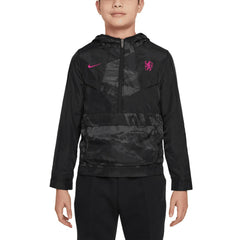 Nike - Chelsea Youth Amplify Windrunner Anorak Half-Zip Hoodie Jacket - Black