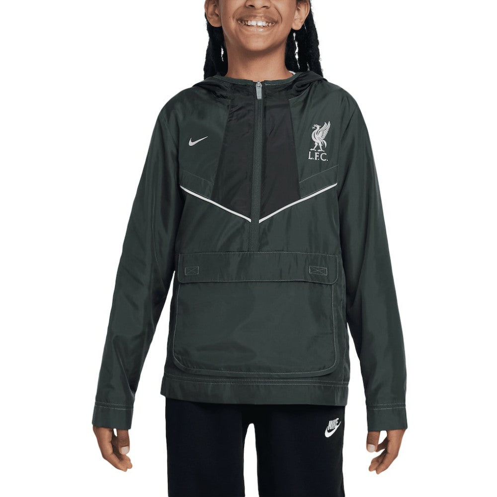 Nike - Liverpool Youth Amplify Windrunner Anorak Half-Zip Hoodie Jacket - Black