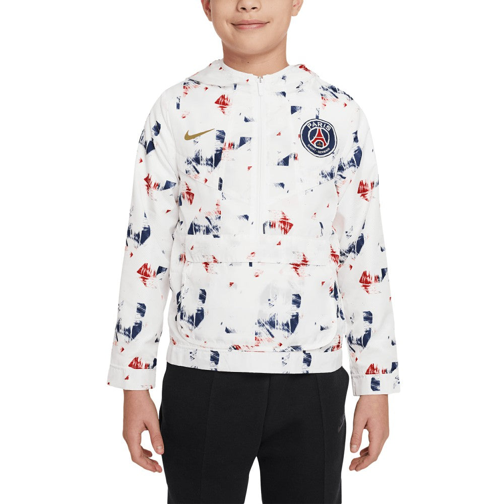 Nike - Paris Saint-Germain Youth Amplify Anorak Half-Zip Hoodie Jacket - White