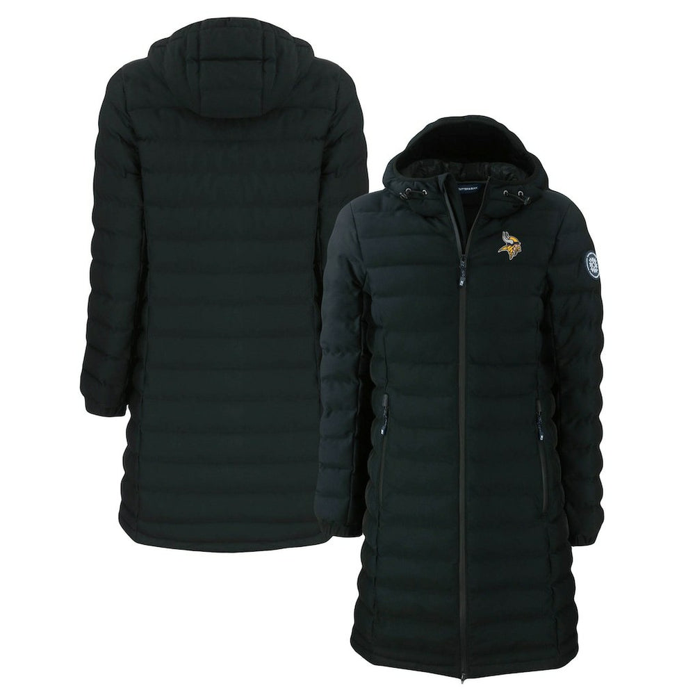 Minnesota Vikings Cutter & Buck Women's Mission Ridge Repreve Eco Insulated Long Full-Zip Puffer Jacket - Black - NFL