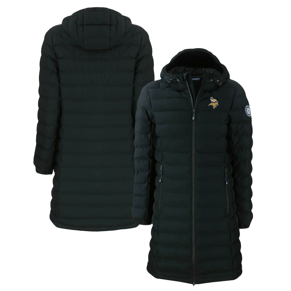 Minnesota Vikings Cutter & Buck Women's Mission Ridge Repreve Eco Insulated Long Full-Zip Puffer Jacket - Black - NFL