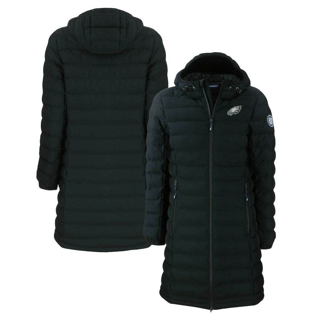 Philadelphia Eagles Cutter & Buck Women's Mission Ridge Repreve Eco Insulated Long Full-Zip Puffer Jacket - Black - NFL