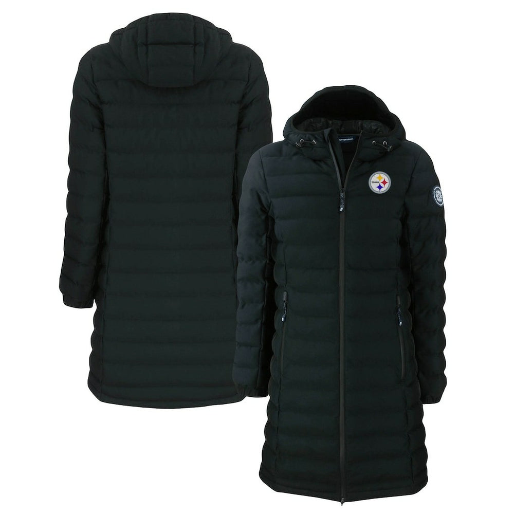 Pittsburgh Steelers Cutter & Buck Women's Mission Ridge Repreve Eco Insulated Long Full-Zip Puffer Jacket - Black - NFL