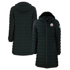 Pittsburgh Steelers Cutter & Buck Women's Mission Ridge Repreve Eco Insulated Long Full-Zip Puffer Jacket - Black - NFL