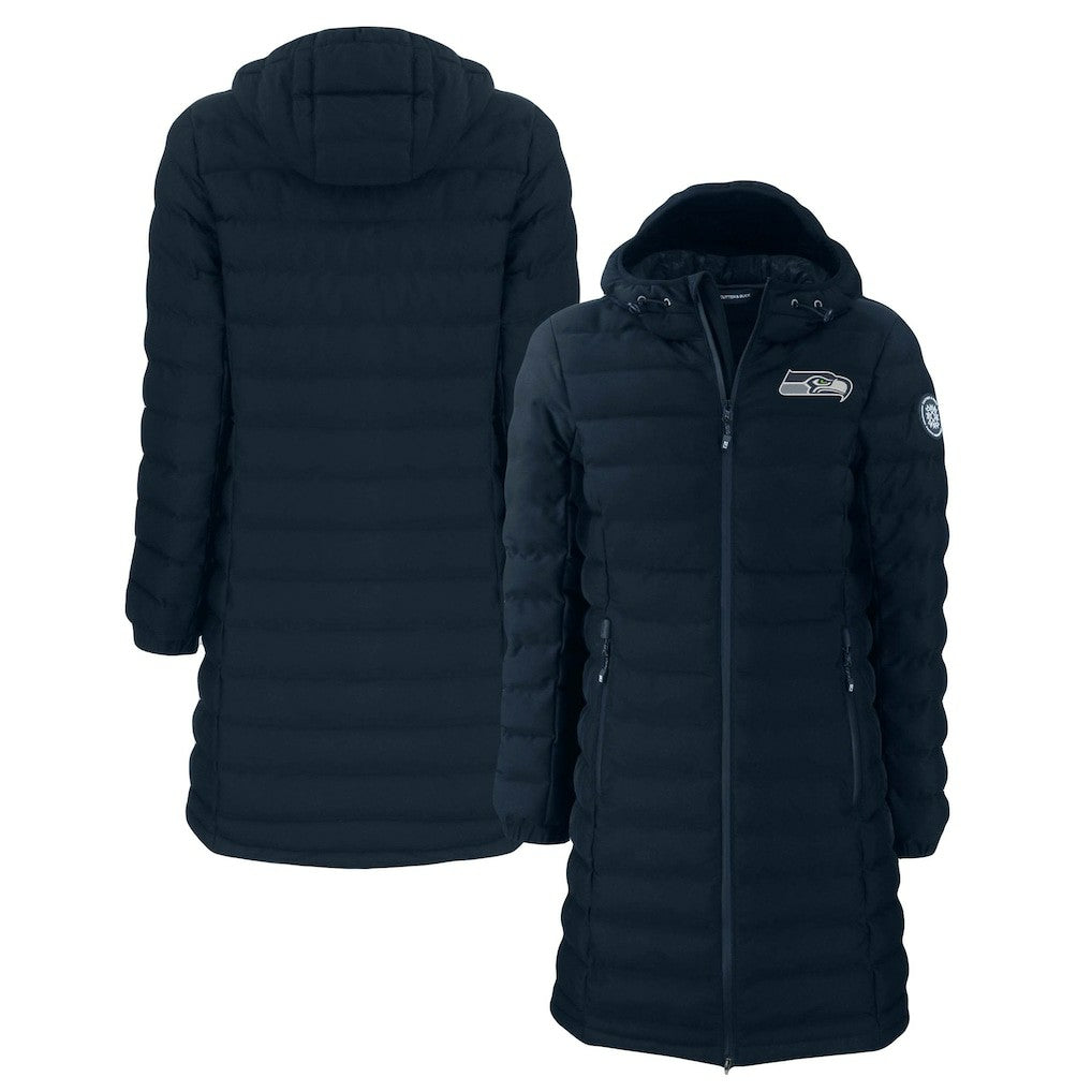 Seattle Seahawks Cutter & Buck Women's Mission Ridge Repreve Eco Insulated Long Full-Zip Puffer Jacket - Navy - NFL