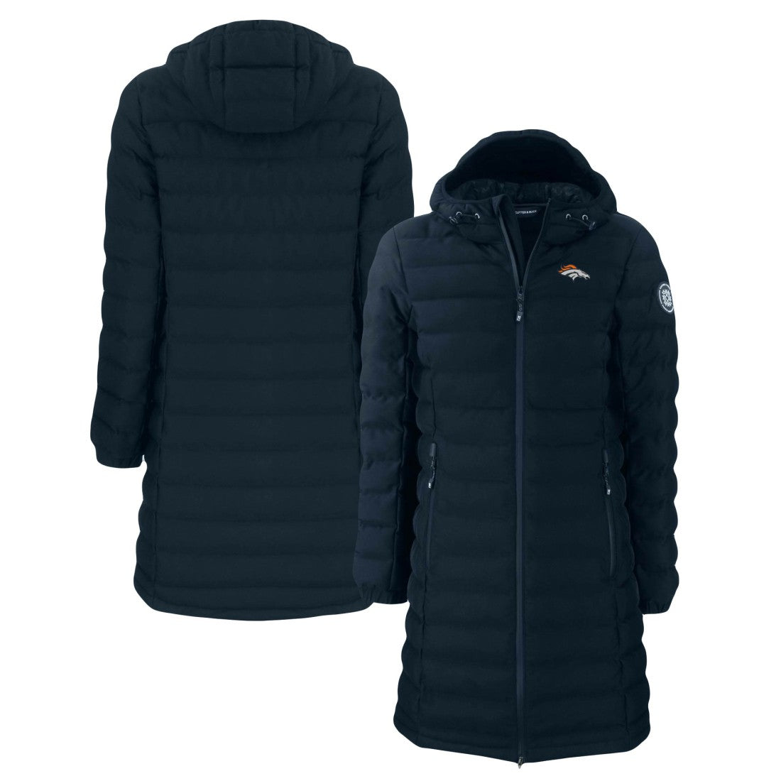 Denver Broncos Cutter & Buck Women's Mission Ridge Repreve Eco Insulated Long Full-Zip Puffer Jacket - Navy - NFL