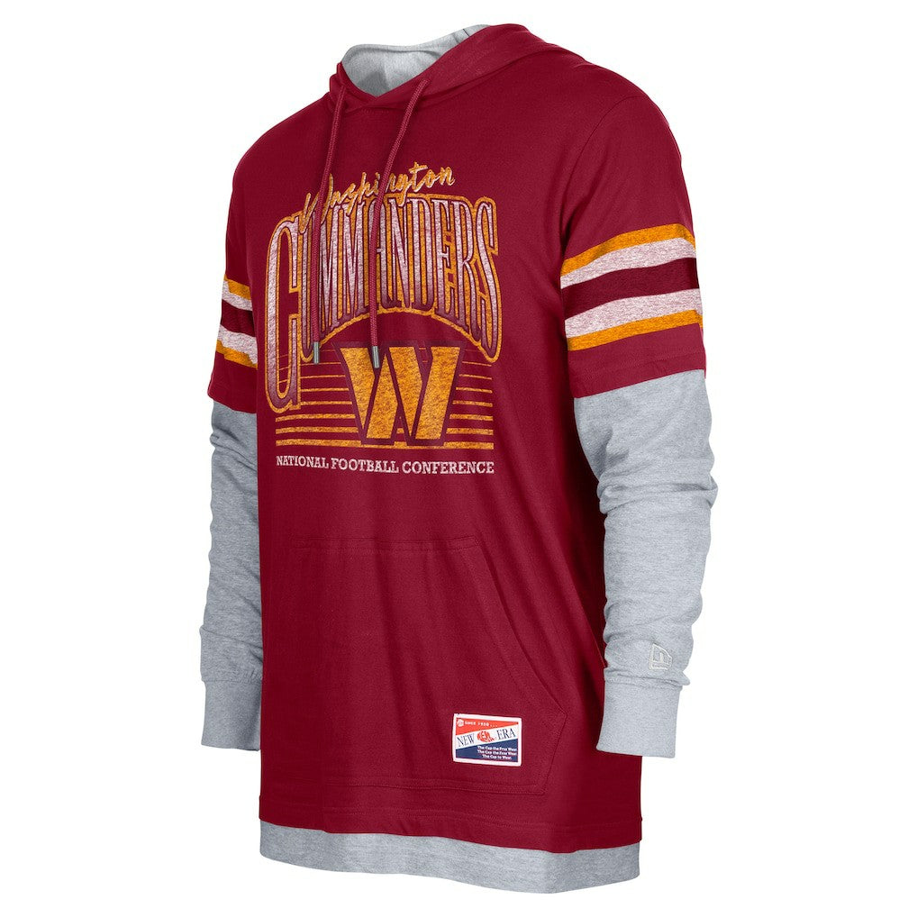 Washington Commanders New Era Twofer Long Sleeve Hooded T-Shirt - Burgundy - NFL