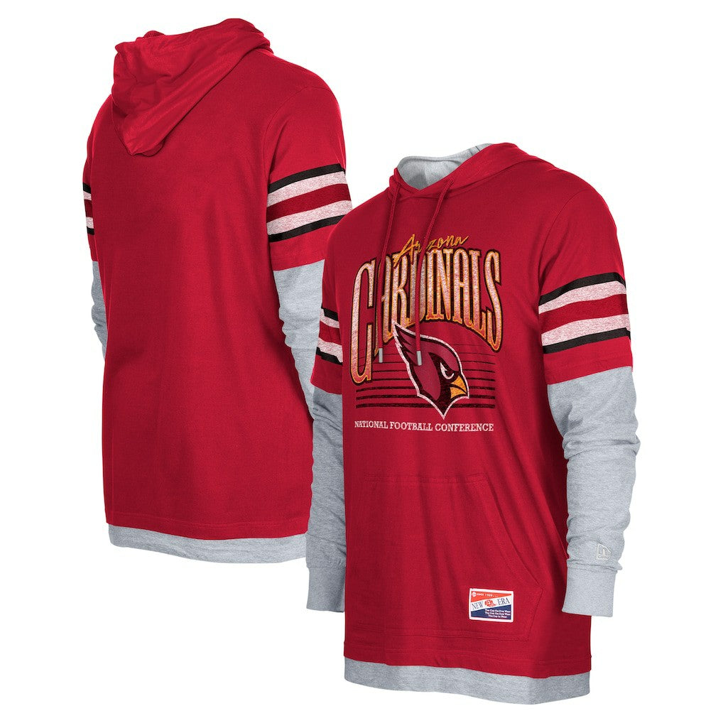 Arizona Cardinals New Era Twofer Long Sleeve Hooded T-Shirt - Cardinal - NFL