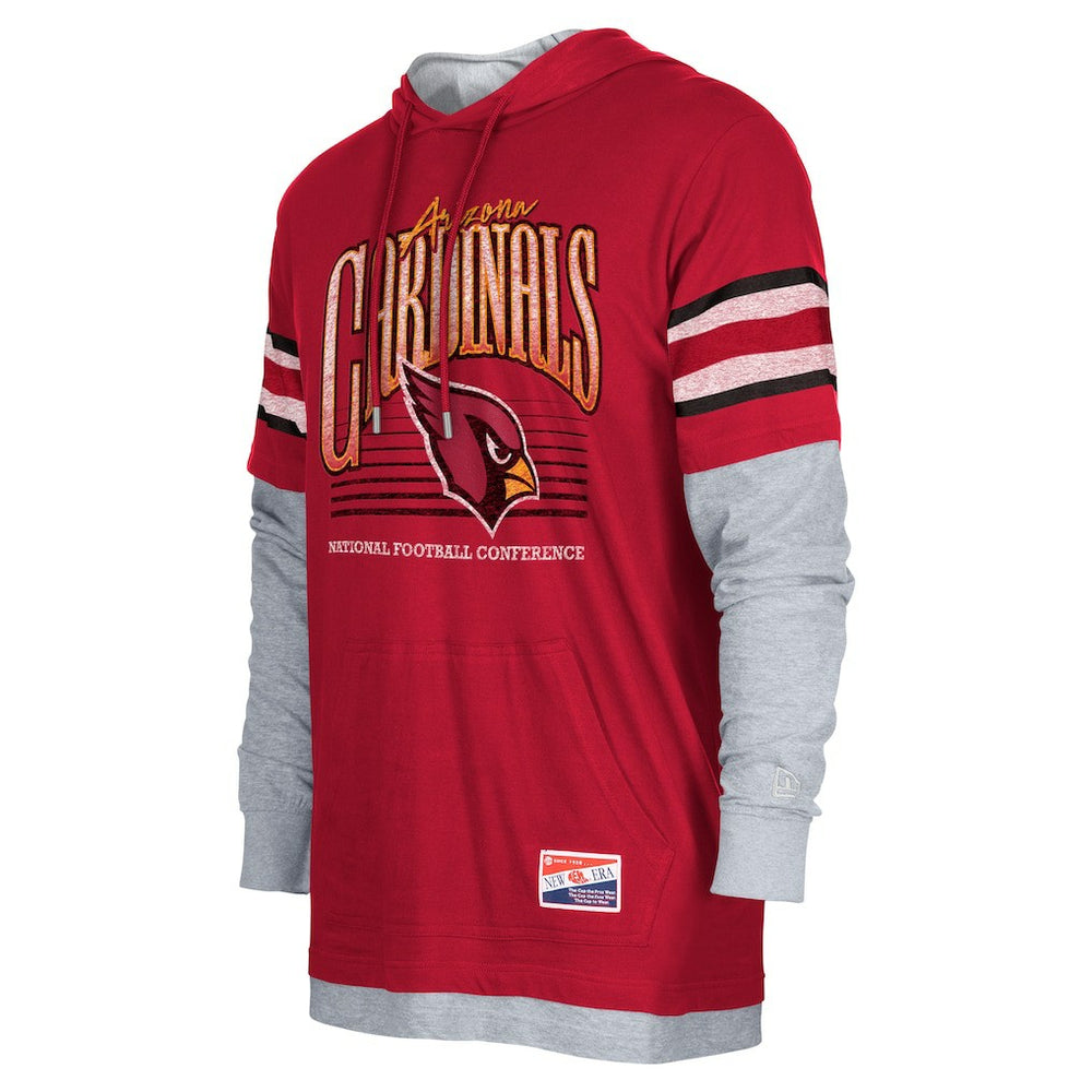 Arizona Cardinals New Era Twofer Long Sleeve Hooded T-Shirt - Cardinal - NFL