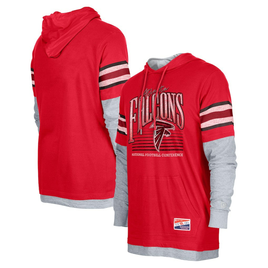 Atlanta Falcons New Era Twofer Long Sleeve Hooded T-Shirt - Red - NFL