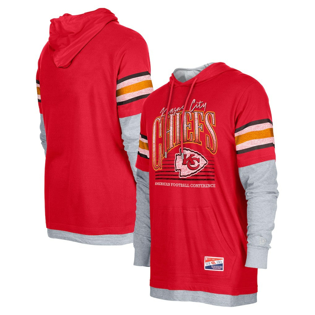 Kansas City Chiefs New Era Twofer Long Sleeve Hooded T-Shirt - Red - NFL