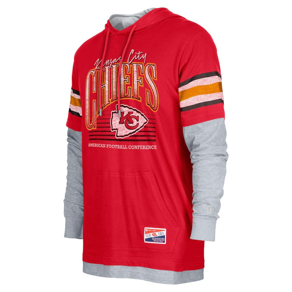 Kansas City Chiefs New Era Twofer Long Sleeve Hooded T-Shirt - Red - NFL